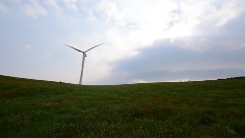 Time laps,Electric wind turbine,Pyeongchang,Korea.