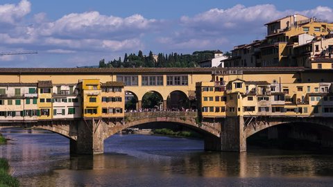 Time-lapse of Ponte Vecchio, Florence, Tuscany, Italy.