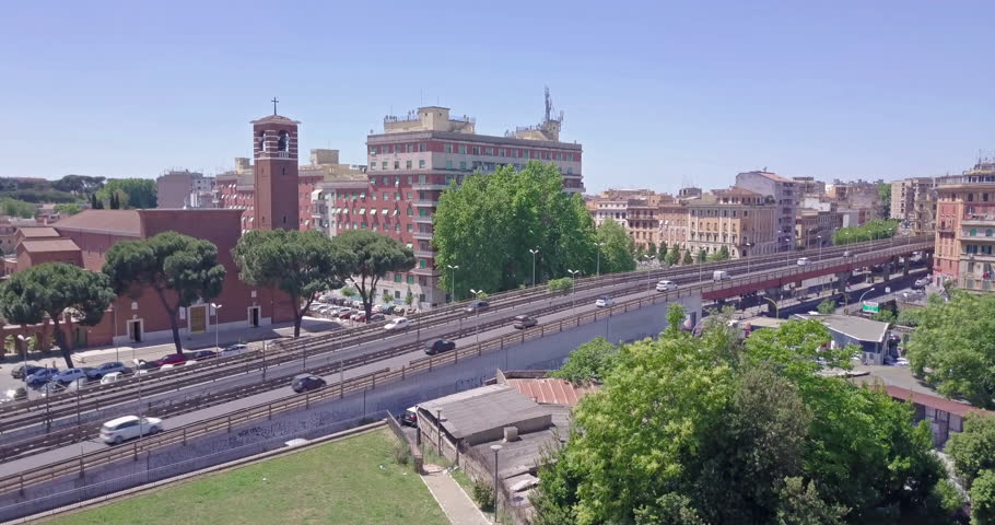 Aerial view of tangential of rome in italy