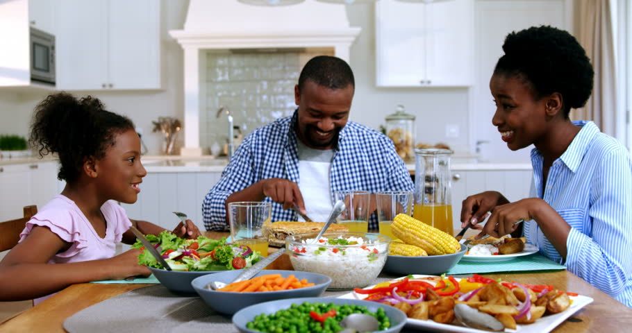 Happy Family Having Meal On Stock Footage Video (100% ...