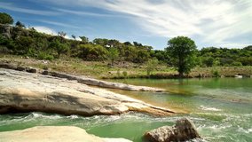 High definition video of the natural beauty of the Pedernales Falls in the Texas Hill Country.