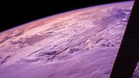 International Space Station ISS Earth View From Space, Iran To India. On Color fantasy purple