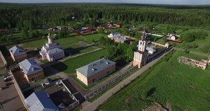 Video footage with view of Zosimova Pustin sobor women cathedral located in surroundings of Podolsk town in central Russia, south of Moscow