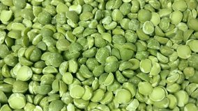 Great background of Dried Green Pea beans are rotating close up. Footage will work great for any videos dealing with cooking, health nutrition, restaurants and much more.