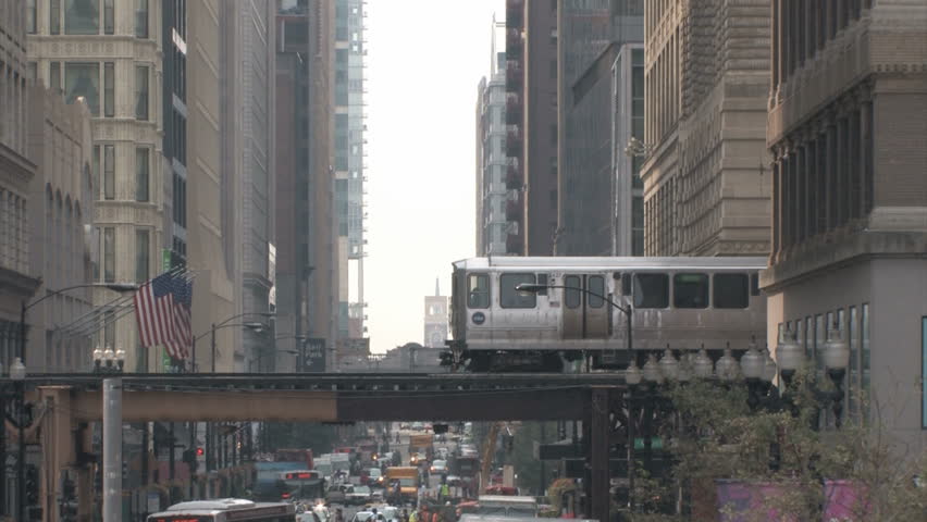 CHICAGO, USA - SEP 22, 2008: Elevated train in Chicago. The 