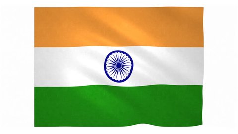 Flag of India waving on white background