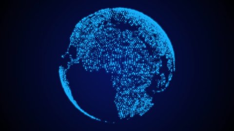 World map isolated on blue background.