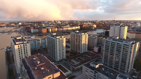 Aerial view of Merihaka district estate roots,  Helsinki, Finland