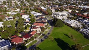 Aerial 4K video of South Perth suburb in Perth, Western Australia.