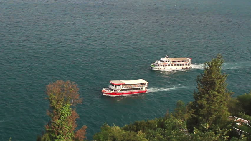 Pleasure boats sailing through Bosporus, Istanbul.