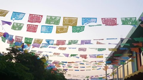 Colorful flags in Sayulita Mexico