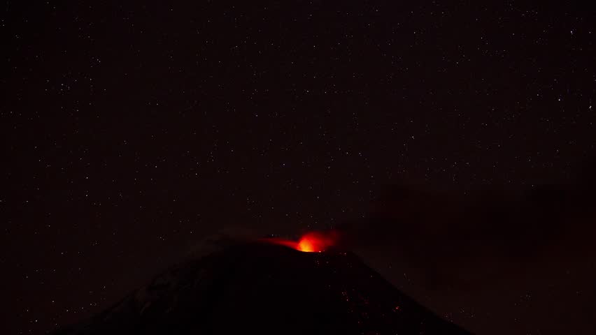 Tungurahua volcano in Ecuador, high pressure gases and ash is blown into the sky