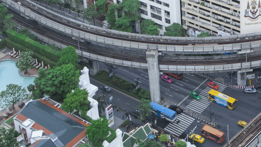 BANGKOK, THAILAND, JUN 02, 2012: Timelapse of Traffic in a busy Street in
