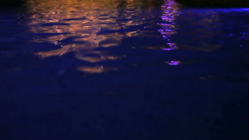 Water Surface of a Swimming Pool at night with light reflections