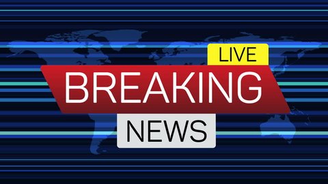 Breaking news live motion banner on worldmap. Business technology world news background splash screen. Available in 4K FullHD and HD video render footage.