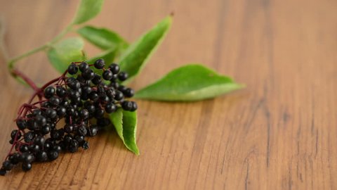 black elderberry falling down on table 
