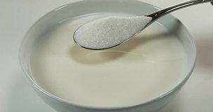 Sugar Spoon and Milk Bowl, Slow Motion 4K