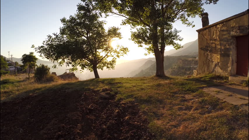 Qadisha Valley. Aerial view of Qadisha Valley landscape at sunset. The valley is deep gorge located in north Lebanon. UNESCO site.