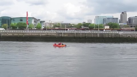 GLASGOW, SCOTLAND - MAY 19, 2017:  A boat on the River Clyde