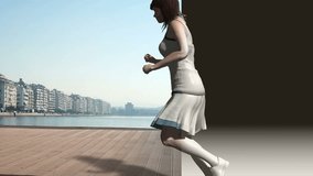 3D Model of Woman Running in Endless Loop from 3D Space into Real World... 3D Rendering ,Loopable Animation...
