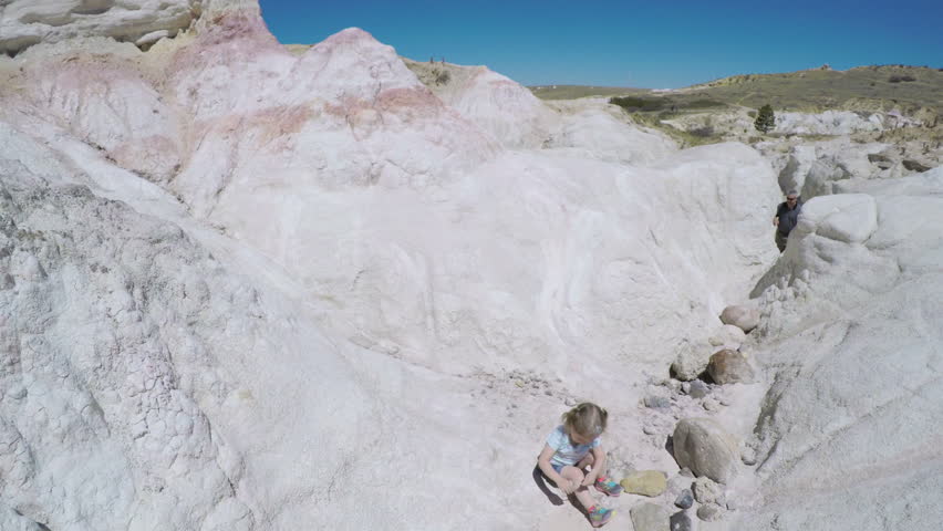 POV point of view - Little girl on a weekend hike in Paint Mines Interpretive Park in Colorado.