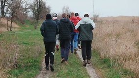 Group of sportsmen jogging
