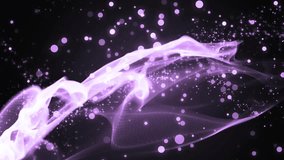 Abstract lilac motion particles. Animation violet background with rays and sparkles stars on black background. VJ Seamless loop.