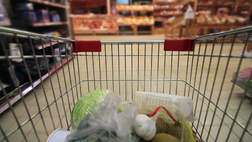 trolley in a supermarket timelapse