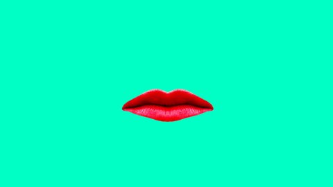 Sexual mouth in abstraction. Red lips fashion minimal art
