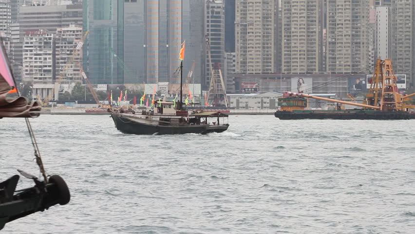 HONG KONG - APRIL 13: Tin Hau Festival traditional sailing junk parade in Hong