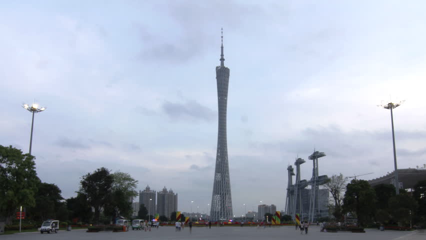GUANGZHOU - MAY 12: Time lapse of Guangzhou Flower City Plaza Day to Night
