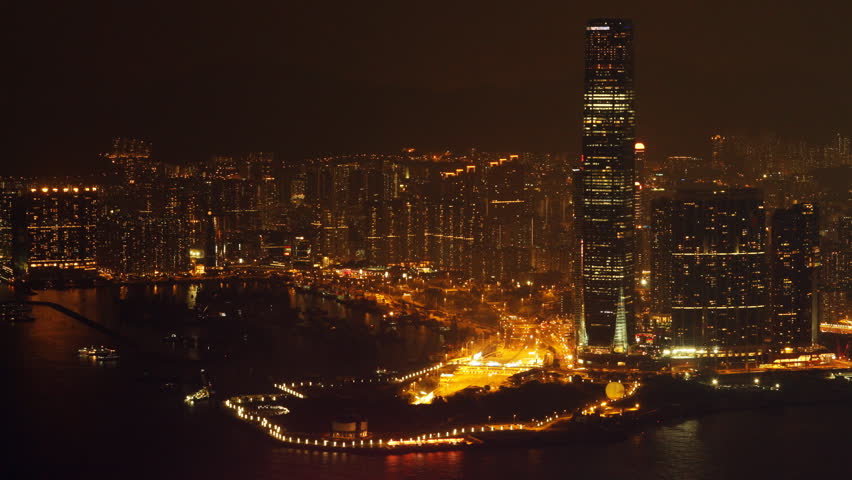 Time lapse of West Kowloon at night - West Kowloon is a part of Kowloon, Hong