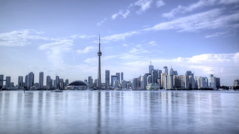  HDR Time lapse Toronto Skyline and CN Tower with Rogers Center daytime