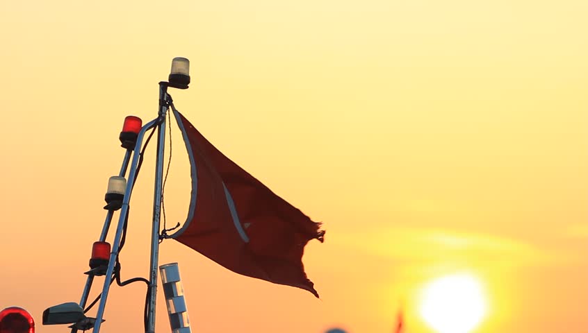 Turkish Flag waving against sunset. Seamless loop

