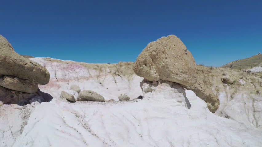 POV point of view - Little girl on a weekend hike with her dad in Paint Mines Interpretive Park in Colorado.