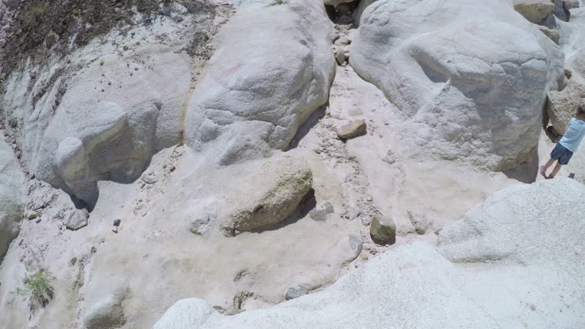 POV point of view - Little girl on a weekend hike with her dad in Paint Mines Interpretive Park in Colorado.