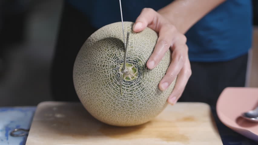 peeling cutting open ripe green melon sweet fresh fruit HD 1920 x 1080