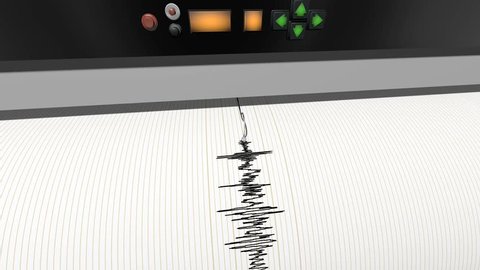 Seismograph Earthquake Recording on Grid Paper Loop. 3D Rendering.