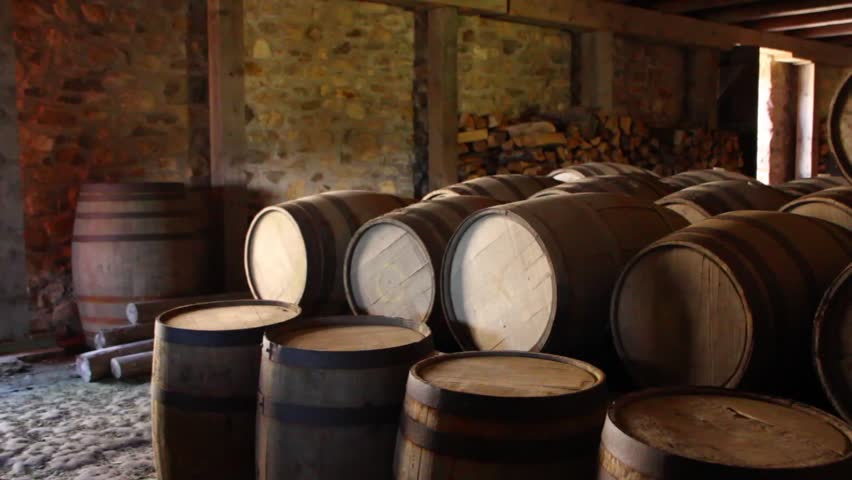Large Barrels Stored Under the Castle