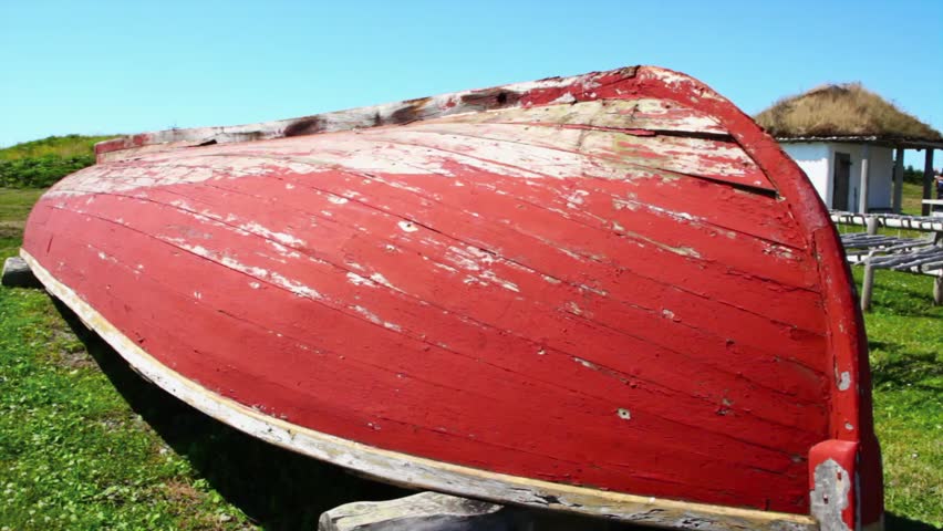 A Fisherman's boat at the French Fort and 18th Century Colonial Town at