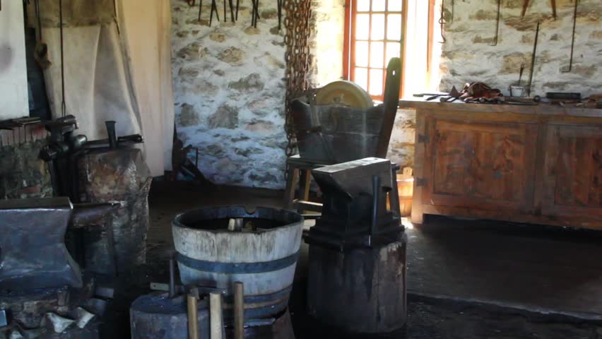 A blacksmith shop at the French Fort and 18th Century Colonial Town at