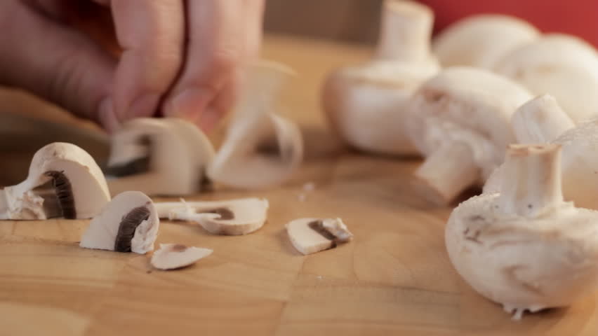 Chef Slicing Mushrooms