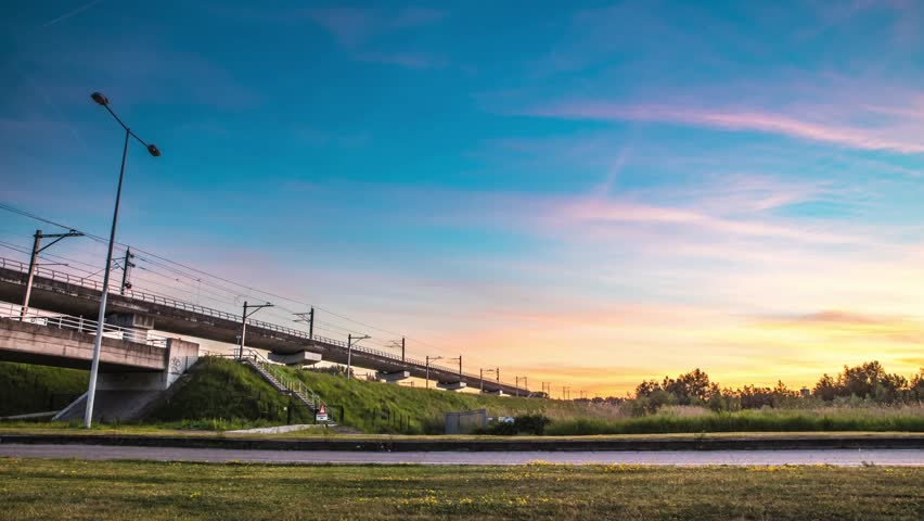 General landscape views of summer sunsets. Amsterdam - Netherlands. 4K Time Lapse Footage.