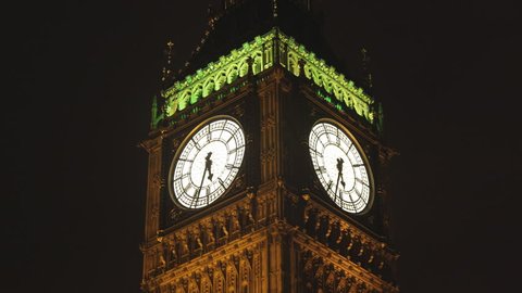 big ben clock in london, during 30 minutes speeded up