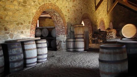 Large Barrels Stored Under the Castle