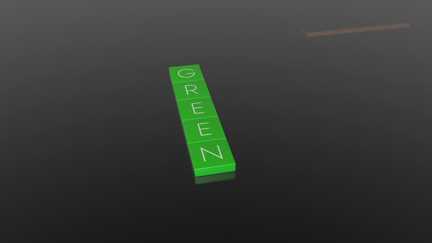 Green Energy, falling boxes with camera animation, Alpha