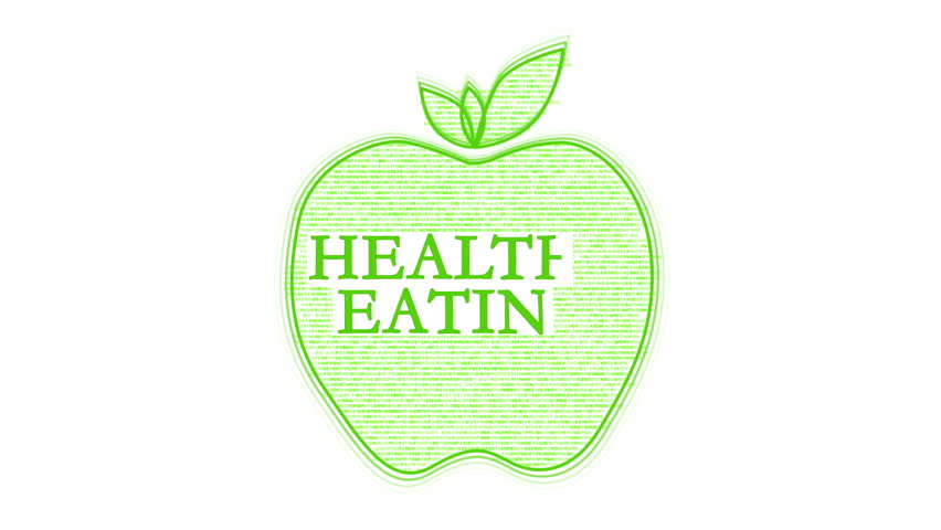 Nutrition Words forming Apple against white, Healthy Eating