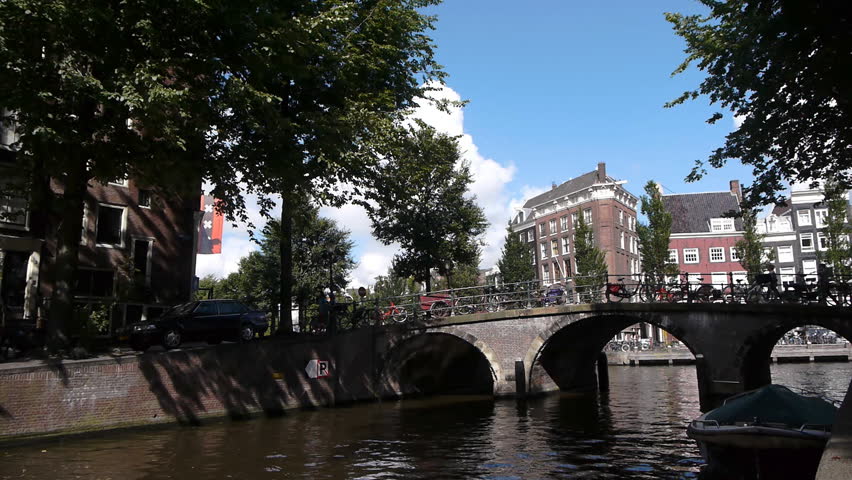 Amsterdam city, bridge over a canal