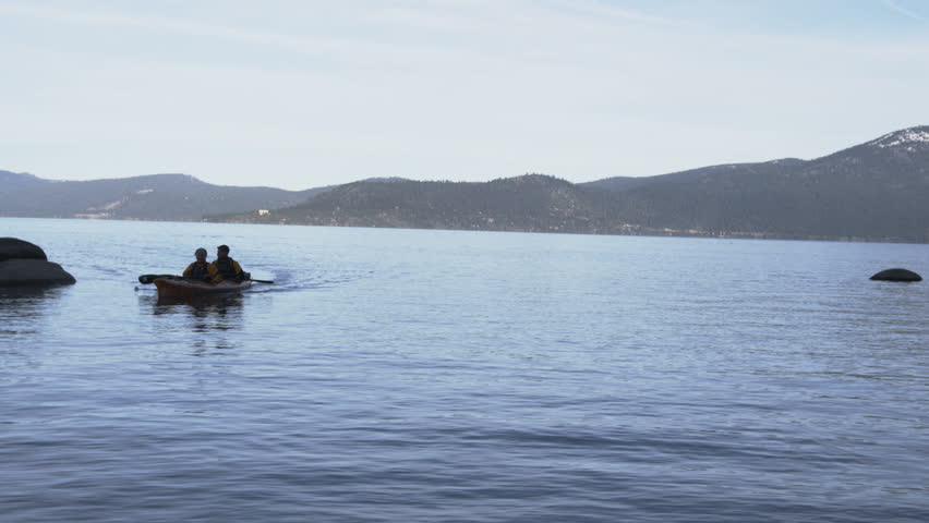 Two Recreational Kayakers At Lake Tahoe