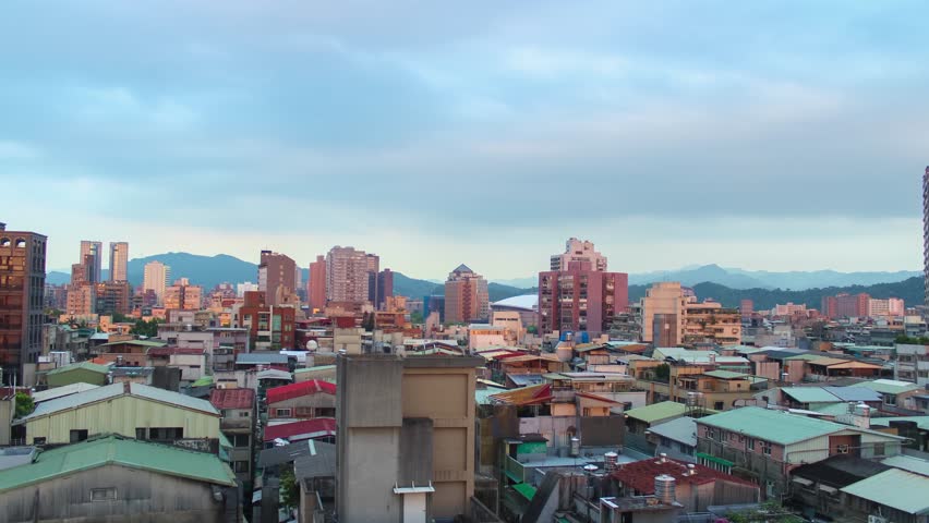 TAIPEI CITY, TAIWAN - APRIL 20, 2017- Taipower Neighbourhood Sunset Timelapse